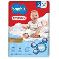 Bambik Підгузки-трусики дитячі одноразові (5) 12-17кг, 34шт/уп
